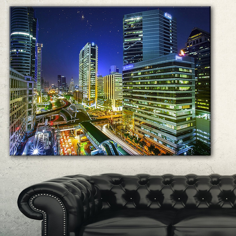 East Urban Home Bangkok City Night View Cityscape Oil Painting Print On Canvas Wayfair