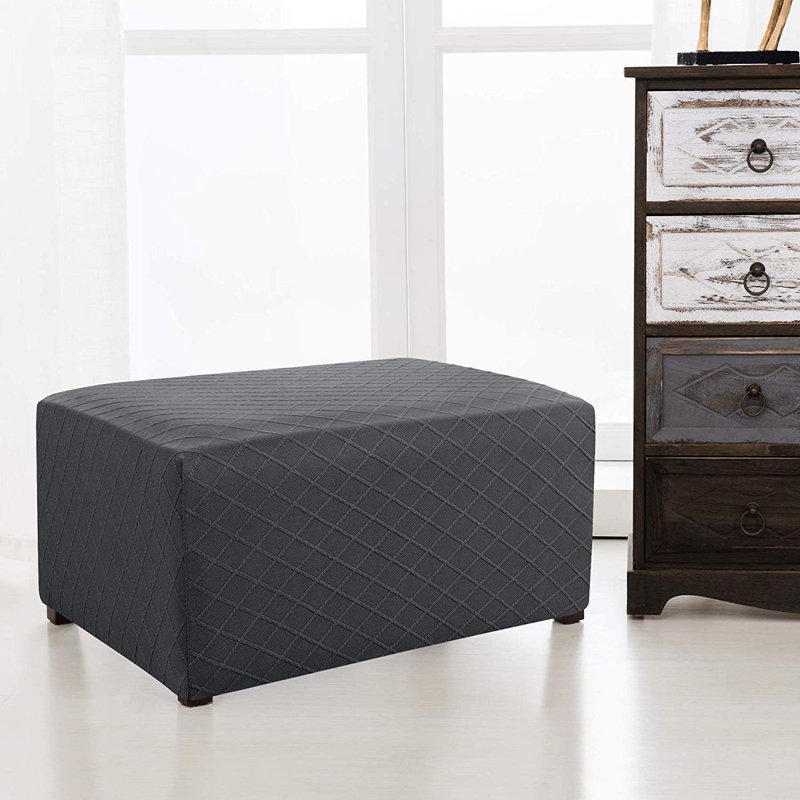 Rhombus Oversized Box Cushion Ottoman Slipcover