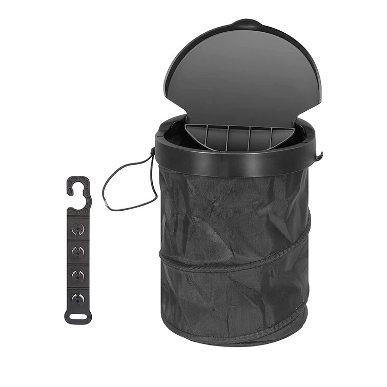 Portable Waterproof Car Trash Bag Garbage Bin with Lid Pocket Hanging Organizer 