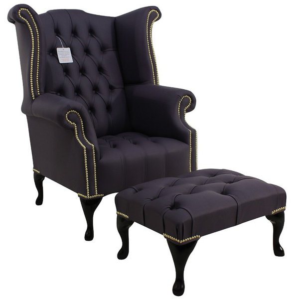 Leather Chair With Footstool Wayfair Co Uk