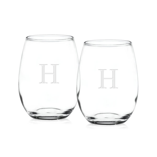 Contemporary Etched Wine Glass