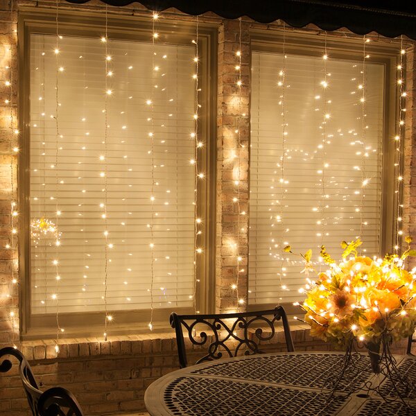 300 LED 9.8ft x 9.8ft 24V Safety Fairy String Window Curtain Lights with Remote 