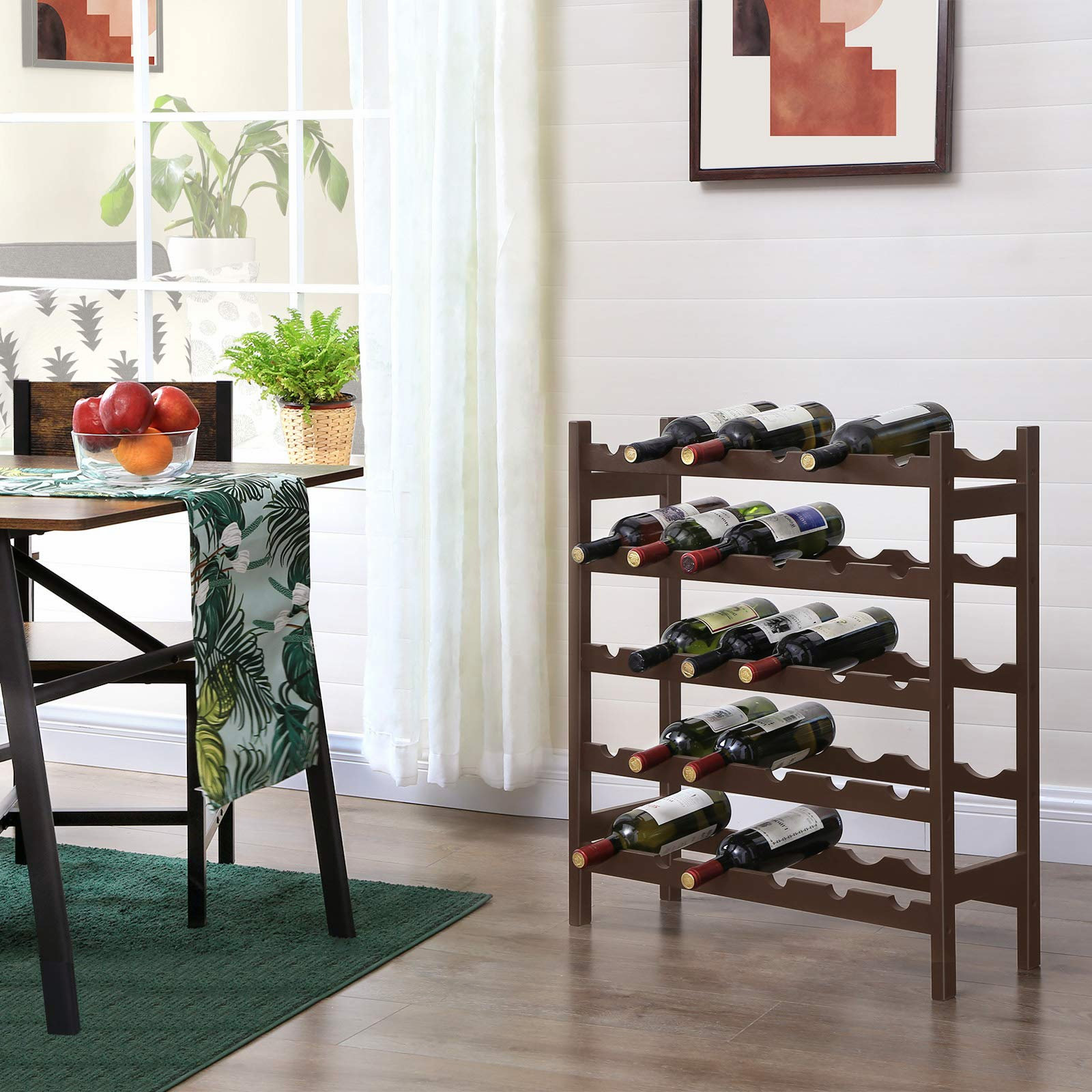 Bamboo Wine Display Rack Tabletop Wine Rack Free Standing Wine Storage