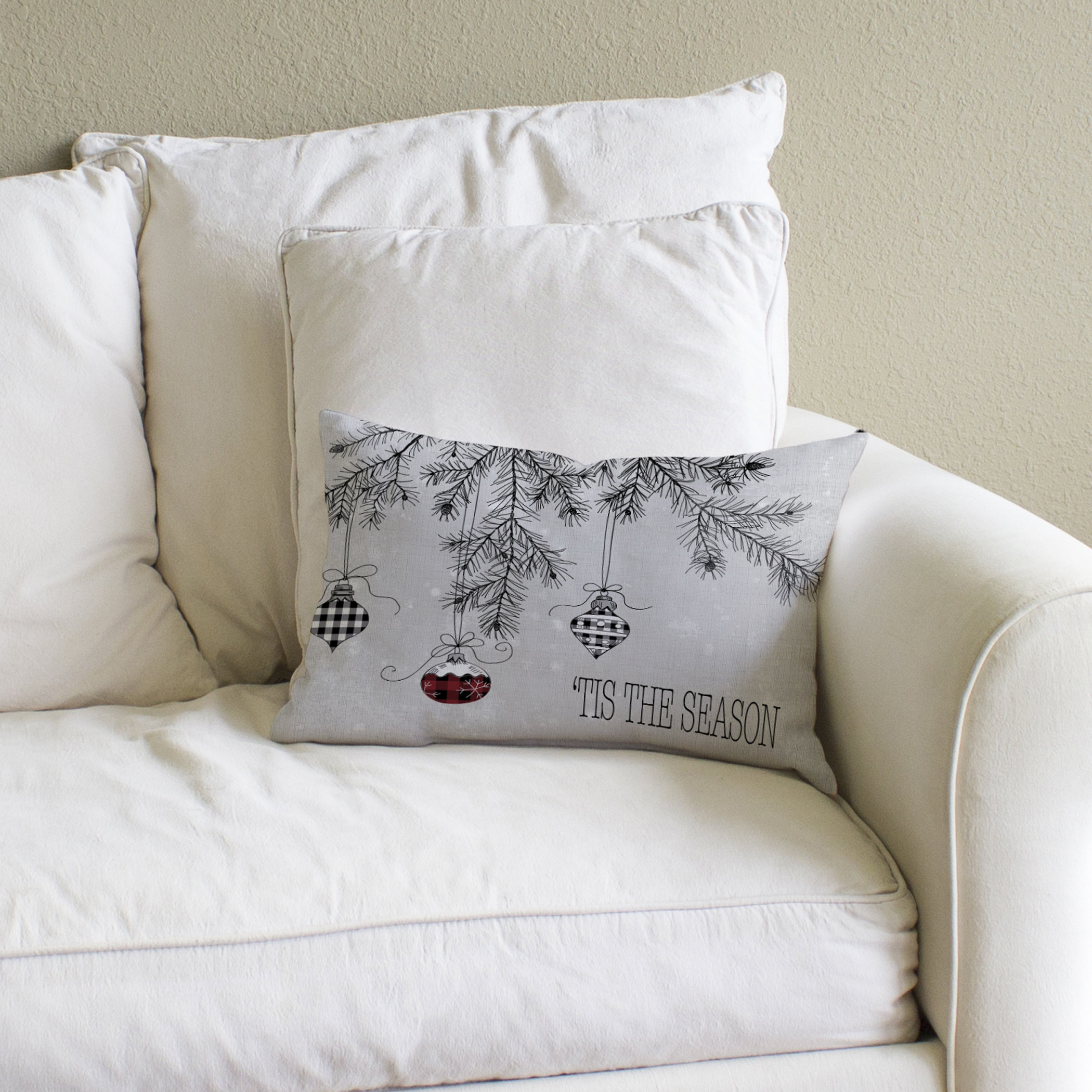 The Holiday Aisle® Emmons Tis the Season Ornaments Lumbar Pillow & Reviews  | Wayfair