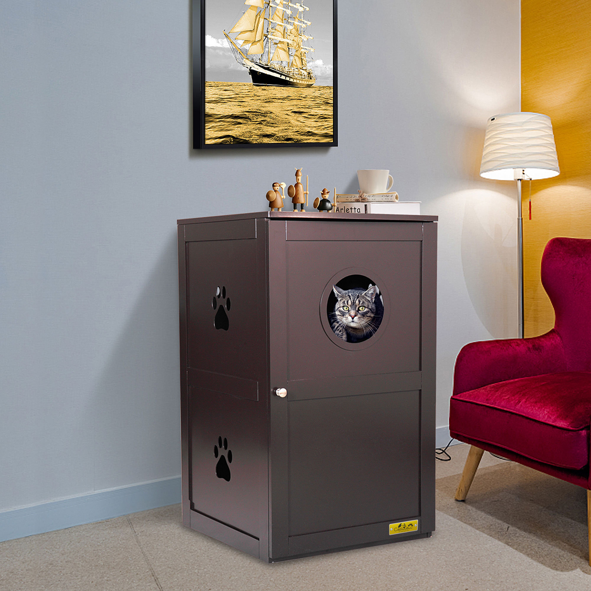 TOBBI_TOYS 2Tier Cat Litter Box Furniture W/ Multiple Vents & Reviews Wayfair