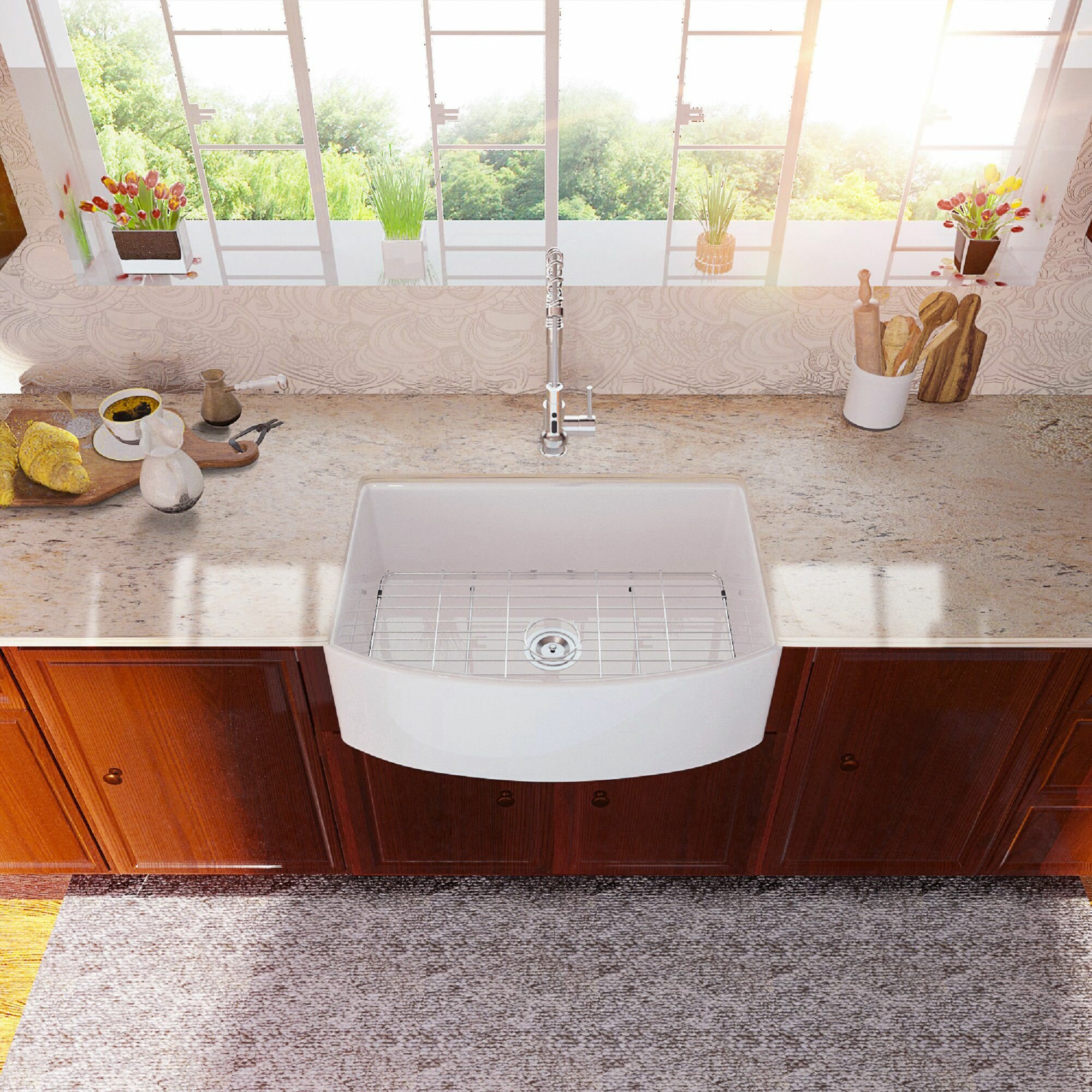 Flintgarden Single Curved Front 30 X 19 Farmhouse Kitchen Sink Wayfair