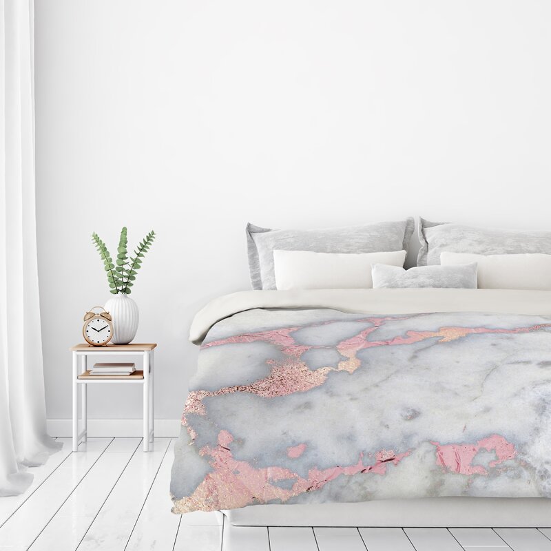 East Urban Home Blush Foil On Marble Duvet Cover Wayfair