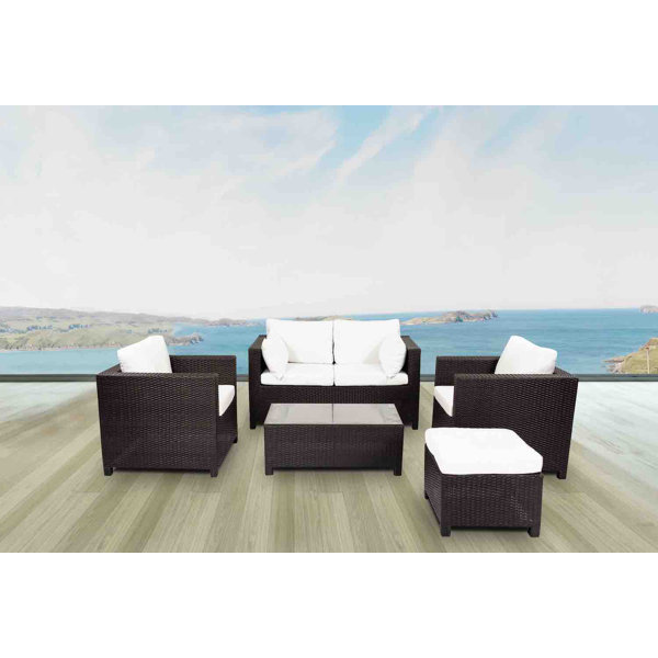 Velago Lugano 5 Piece Rattan Sofa Seating Group With Cushions Reviews Wayfair Ca