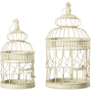 2 Piece Decorative Metal Bird Cage Set