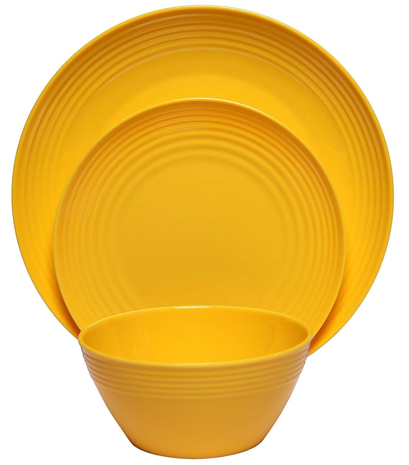 Melange 54-Piece Melamine Dinnerware Set Salad Plate & Soup Bowl 18 Each | Shatter-Proof and Chip-Resistant Melamine Plates and Bowls Tivoli | Dinner Plate