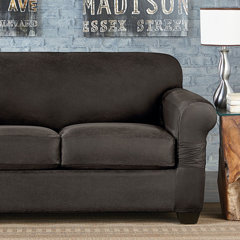 Sure Fit Vintage Leather Furniture Stretch Box Cushion Loveseat