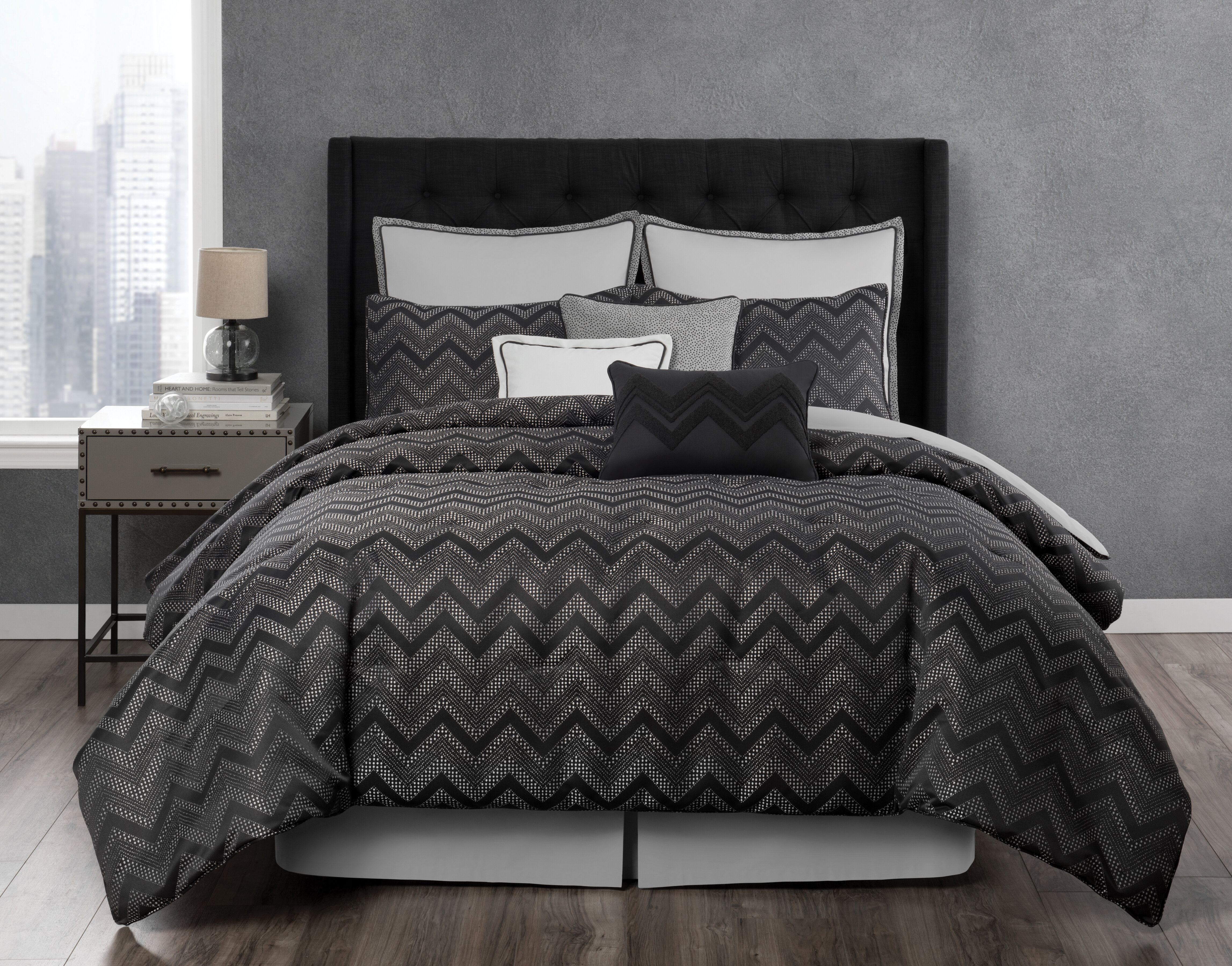 Laundry By Shelli Segal Berkeley Charcoal Chevron 3 Piece Comforter Set Reviews Perigold