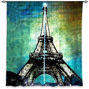 SEULIFE Window Sheer Curtain France Paris Eiffel Tower Red Umbrella Voile Curtain Drapes for Door Kitchen Living Room Bedroom 55x78 inches 2 Panels 
