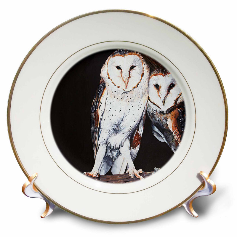 East Urban Home Barn Owls Porcelain Decorative Plate