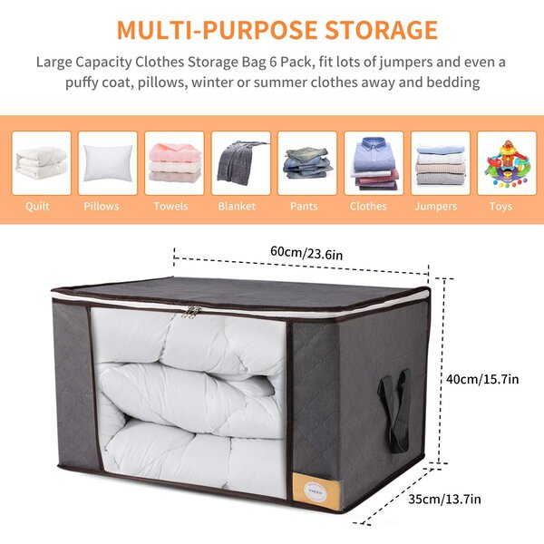 Organizer Under the Bed Storage Bag Box for Clothes Blankets Foldable Non-Woven