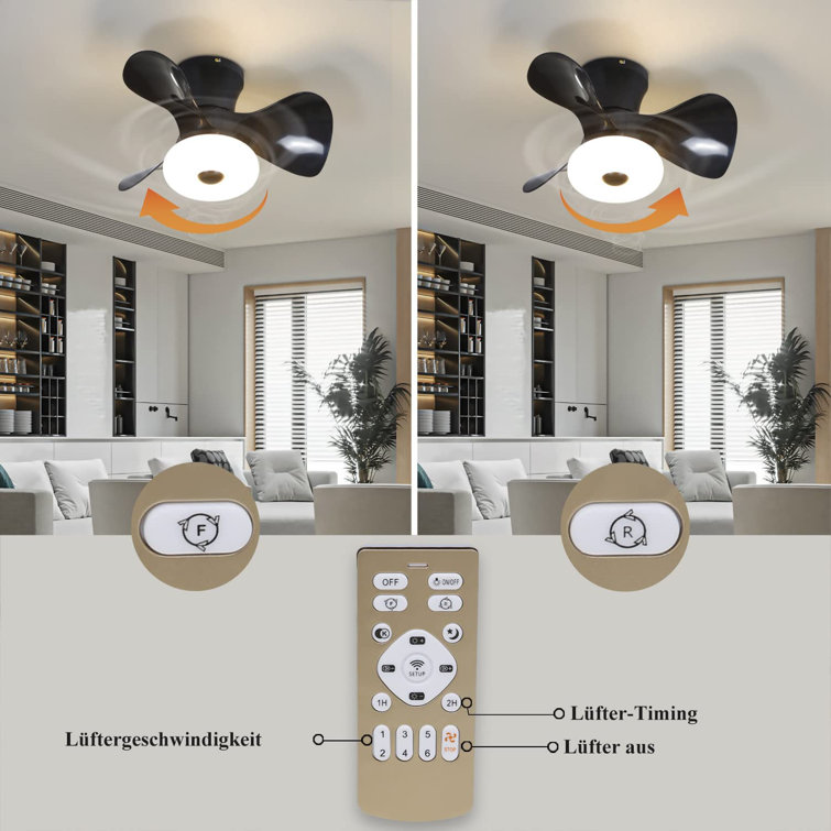 Fan Deckenlampe Deckenventilator mit LED Beleuchtung und Fernbedienung Leise Ventilator Kreative für Kinderzimmer Wohnzimmer Schlafzimmer unterstützt den mobilen APP-Modus 