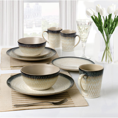 Lorren Home Trends Stoneware Dinnerware - Set of 16  Wayfair