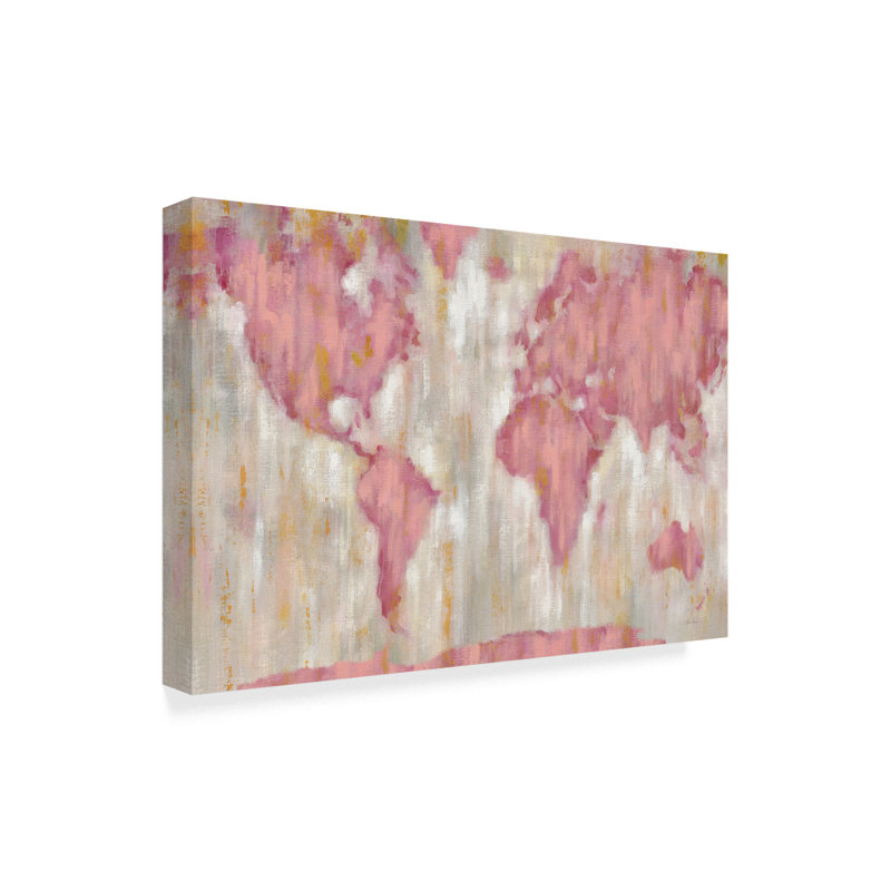House Of Hampton Blushing World Map V2 Crop Acrylic Painting