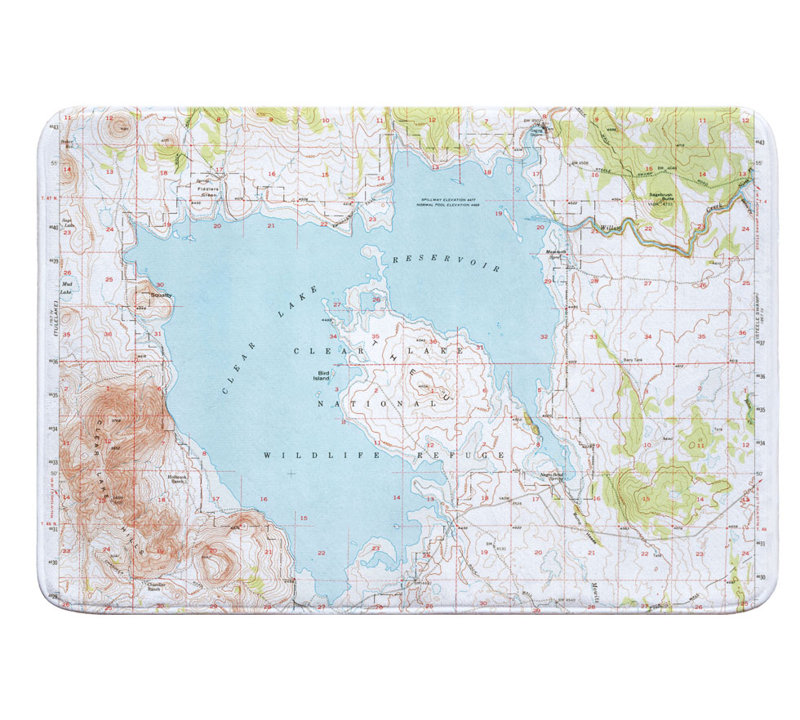 Breakwater Bay Nautical Chart Clear Lake Reservoir Ca 1951 Bath Rug Wayfair