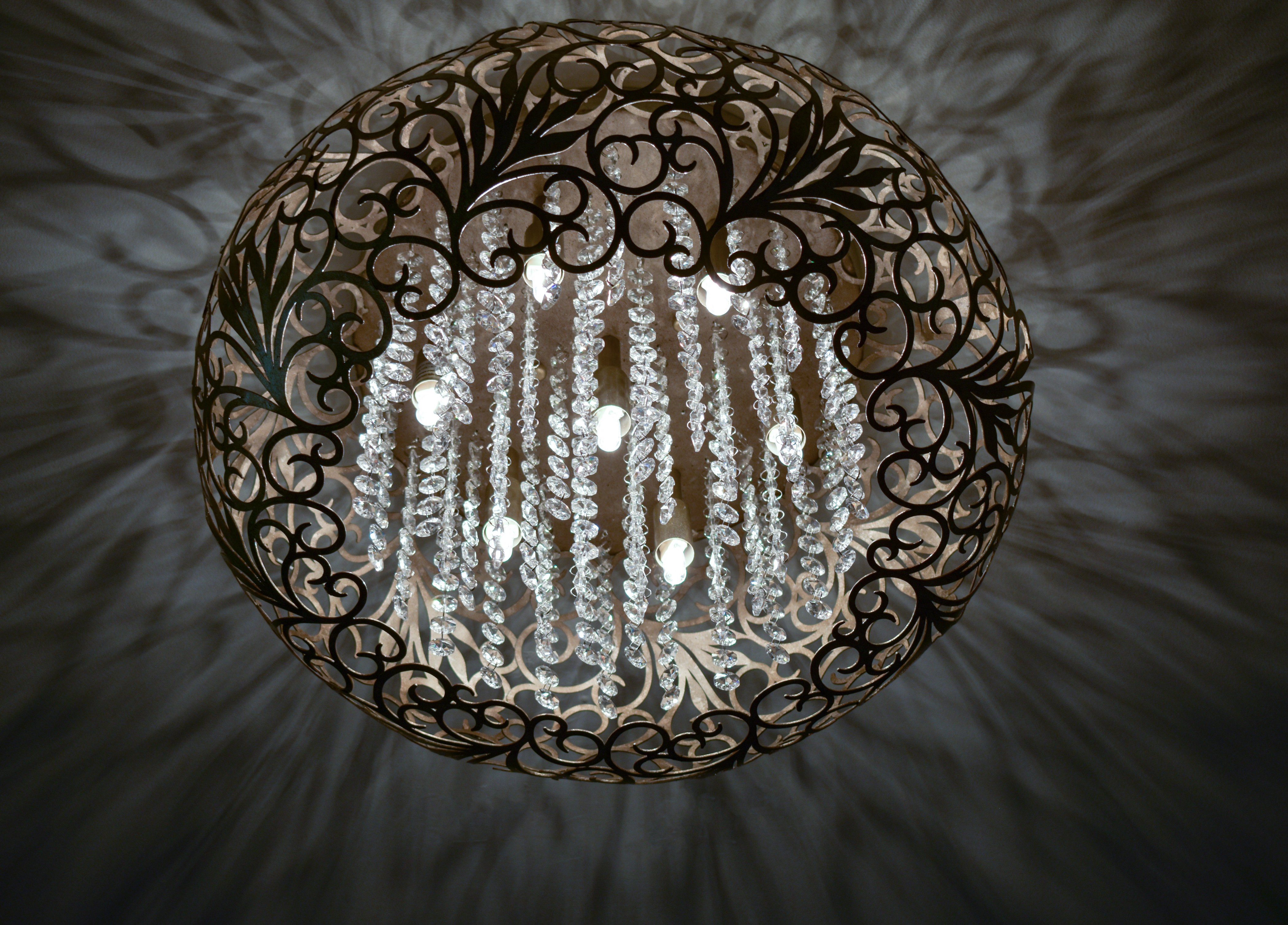 2-Light Flush Mount Ceiling w// Genuine K9 Crystals Tiled Shade 13 in Rose Gold