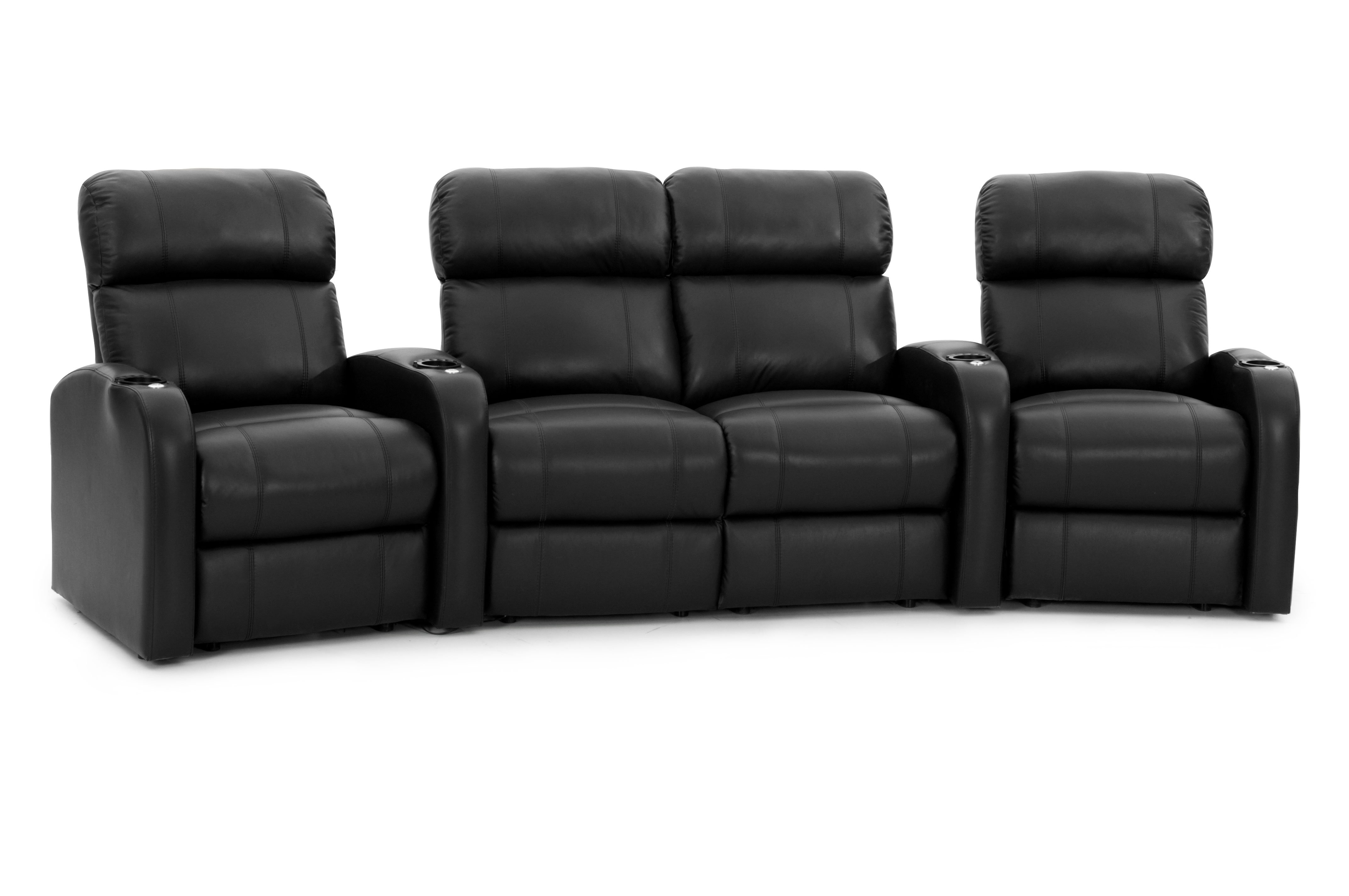 Latitude Run® 126'' Wide Genuine Leather Home Theater Seating with Cup