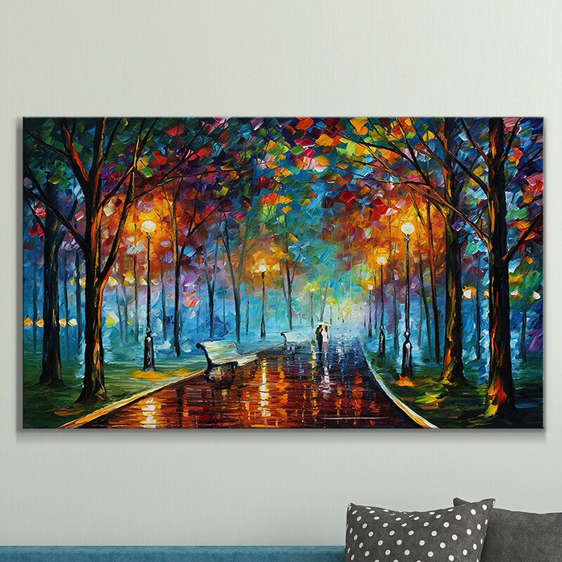 Blue Wall Art - 'Misty Mood' Painting Print on Wrapped Canvas