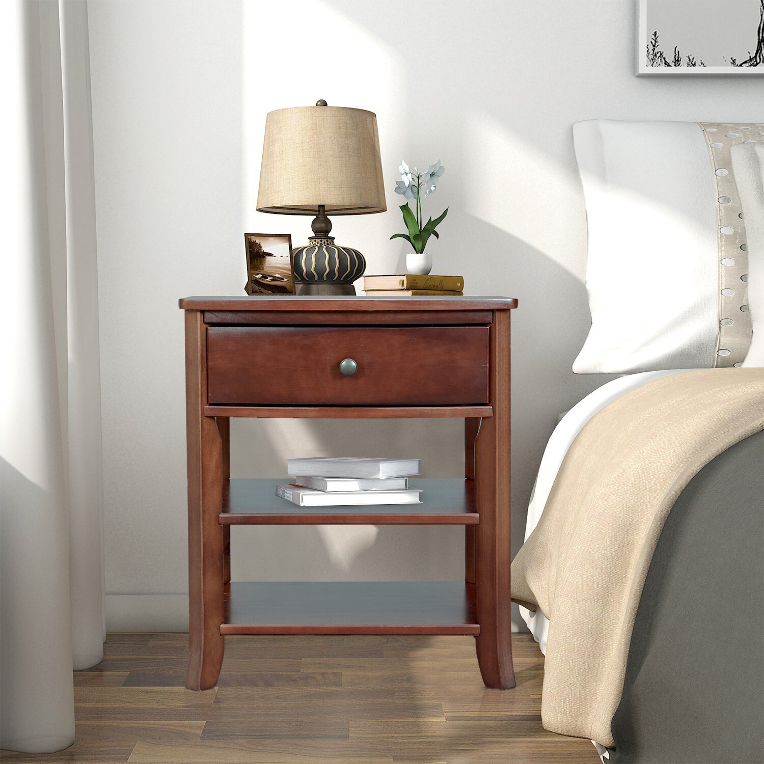 Charlton Home 2 Tier 1 Drawer Nightstand Reviews Wayfair