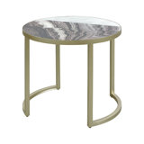 Jens Glass Top Sled End Table by Everly Quinn