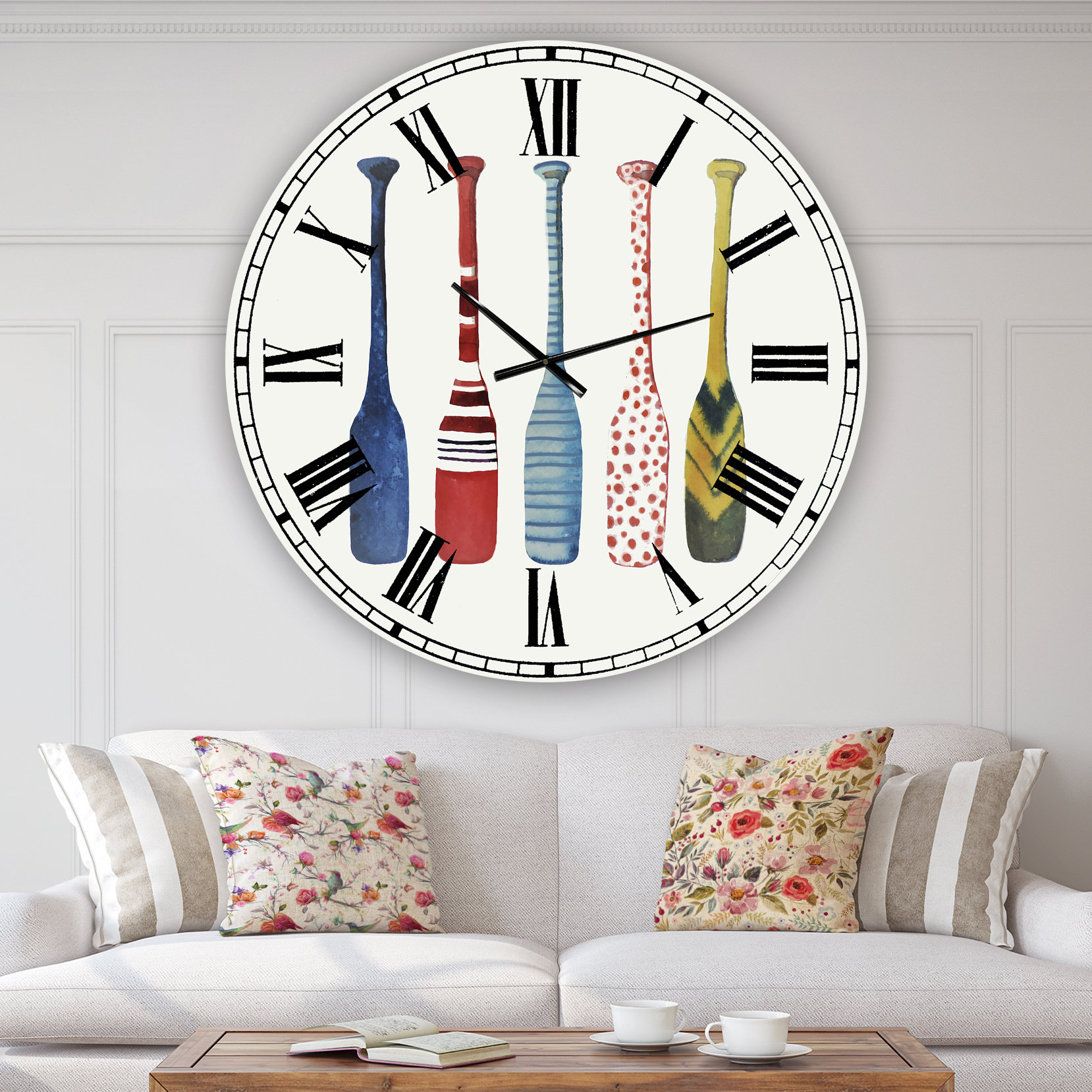 Bless international Five Paddles Oversized Lake House Wall Clock