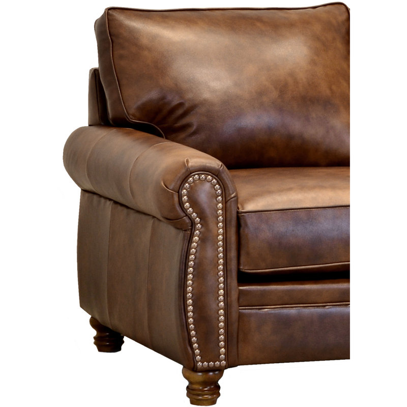 Charlton Home Made In Usa Alborghus Brown Top Grain Leather Sofa Wayfair
