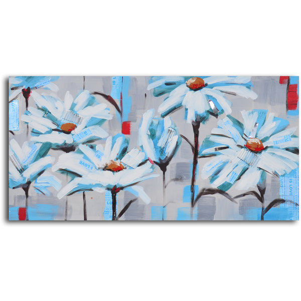 My Art Outlet Corral Of Newspaper Daisies Painting On Wrapped Canvas Wayfair