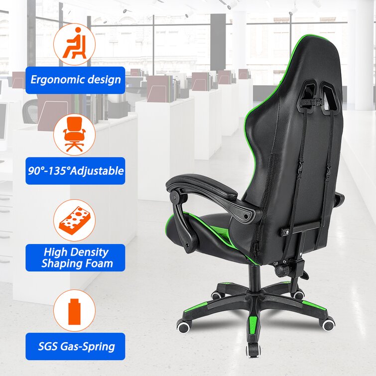 Blue bigzzia Gaming Chair Office Chair Desk Chair Swivel Heavy Duty Chair Ergonomic Design with Cushion and Reclining Back Support