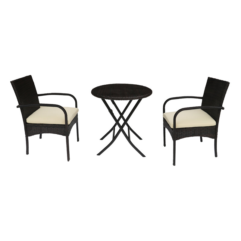 Three Posts Dereham Outdoor 3 Piece Bistro Set With Cushions