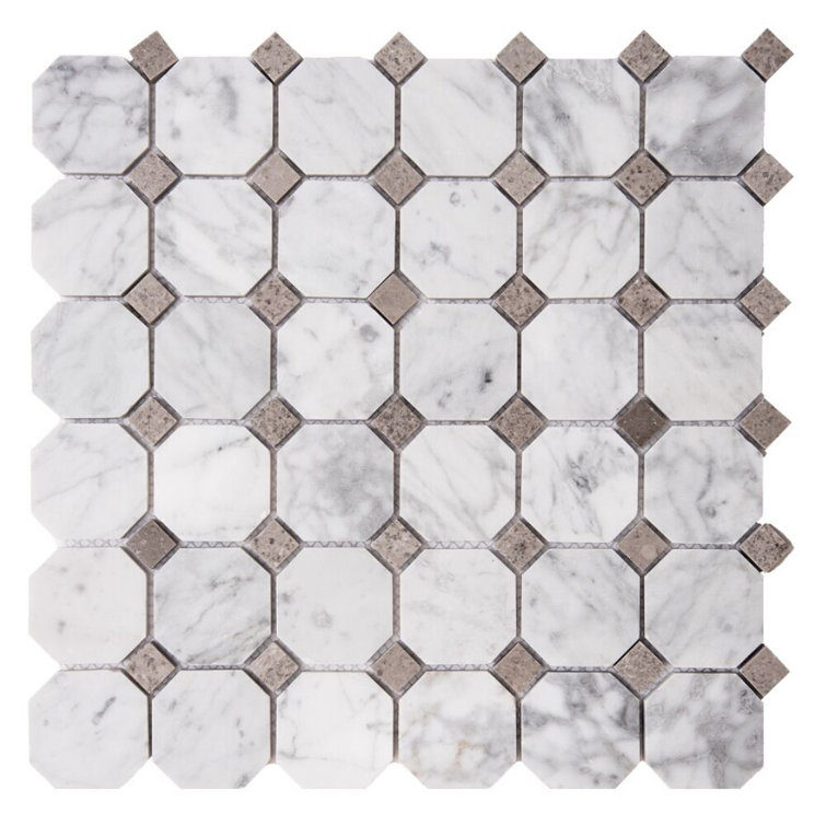 The Tile Life Santorini Roman Hex 12" X 12" Marble Mosaic Tile Sheet