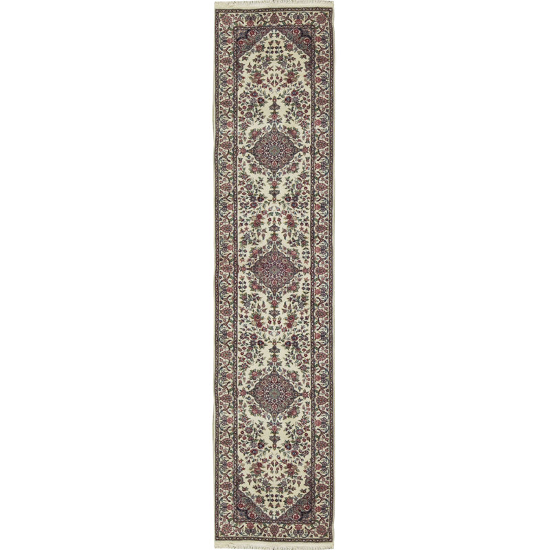 Bokara Rug Co Inc One Of A Kind Jahan Handwoven Runner 2 6 X 12 Wool Ivory Red Area Rug Wayfair