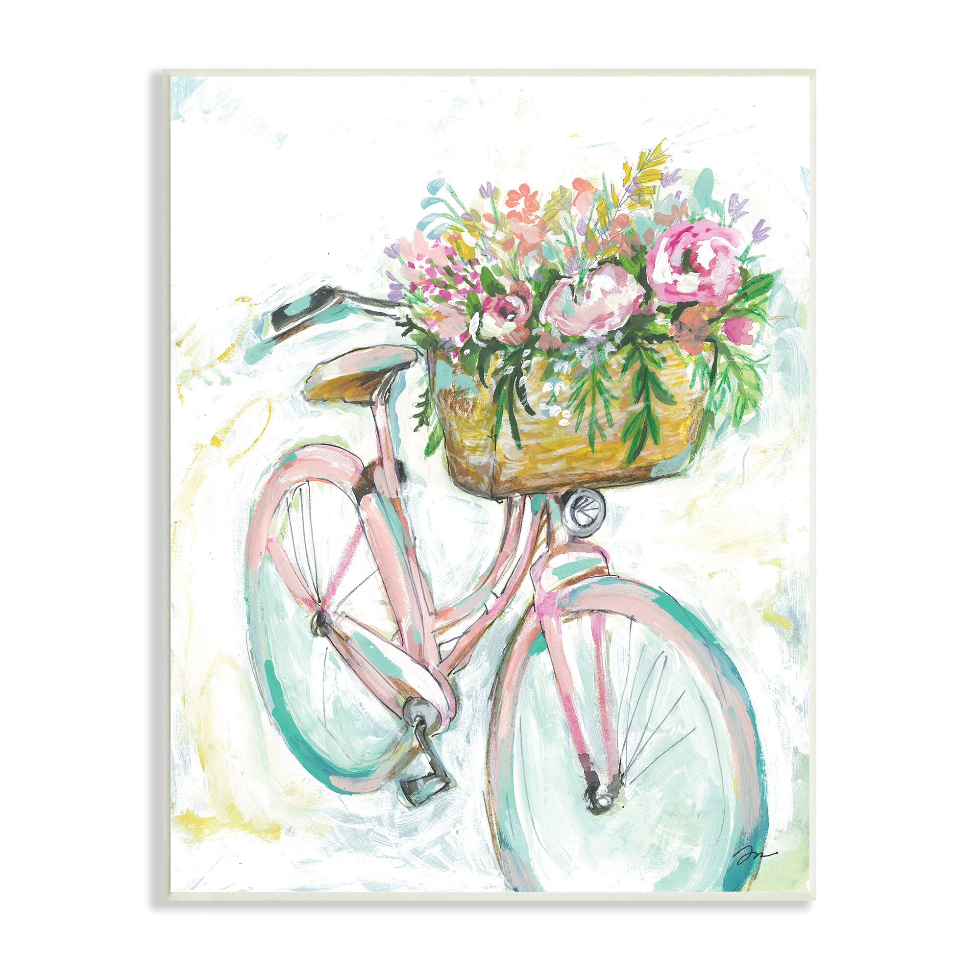 Stupell Industries Parisian Retro Bike Spring Flower Basket Painting by ...