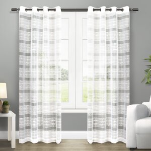 Exclusive Home Striped Sheer Grommet Curtain Panels (Set of 2)