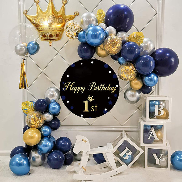Blue and gold birthday decorations clearance