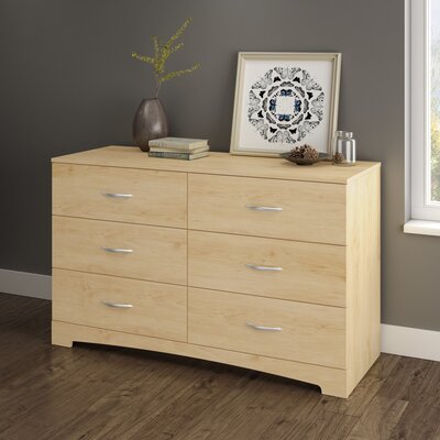 Step One 6 Drawer Double Dresser South Shore Color Natural Maple