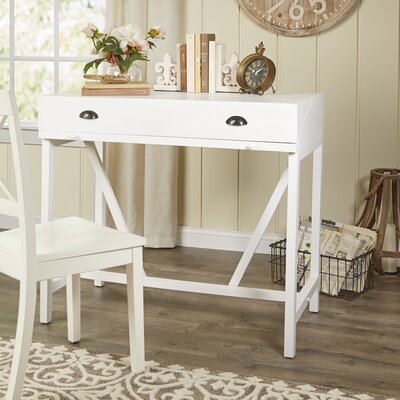 Birch Lane Heritage Solid Wood Writing Desk Color White