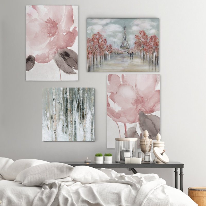 Ophelia Co Contemporary Pink 4 Piece Painting Print Set On