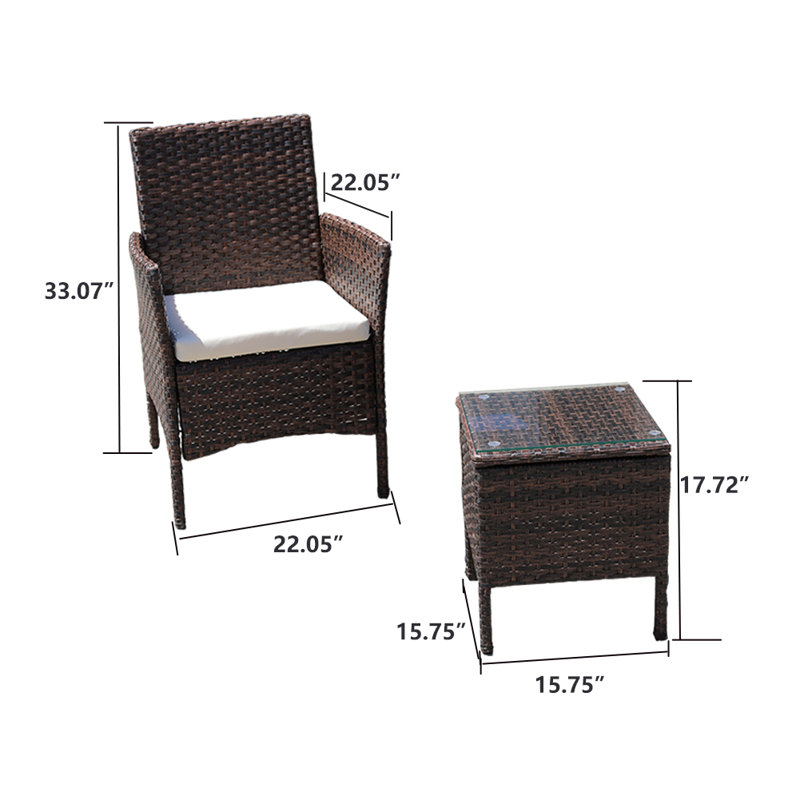 Latitude Run Glouster 3 Piece Rattan Seating Group With Cushions Wayfair