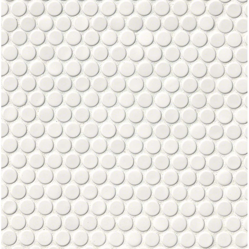 Penny Round Porcelain Mosaic Tile In Glossy White Reviews Allmodern Penny Round Porcelain Mosaic Tile In Glossy White