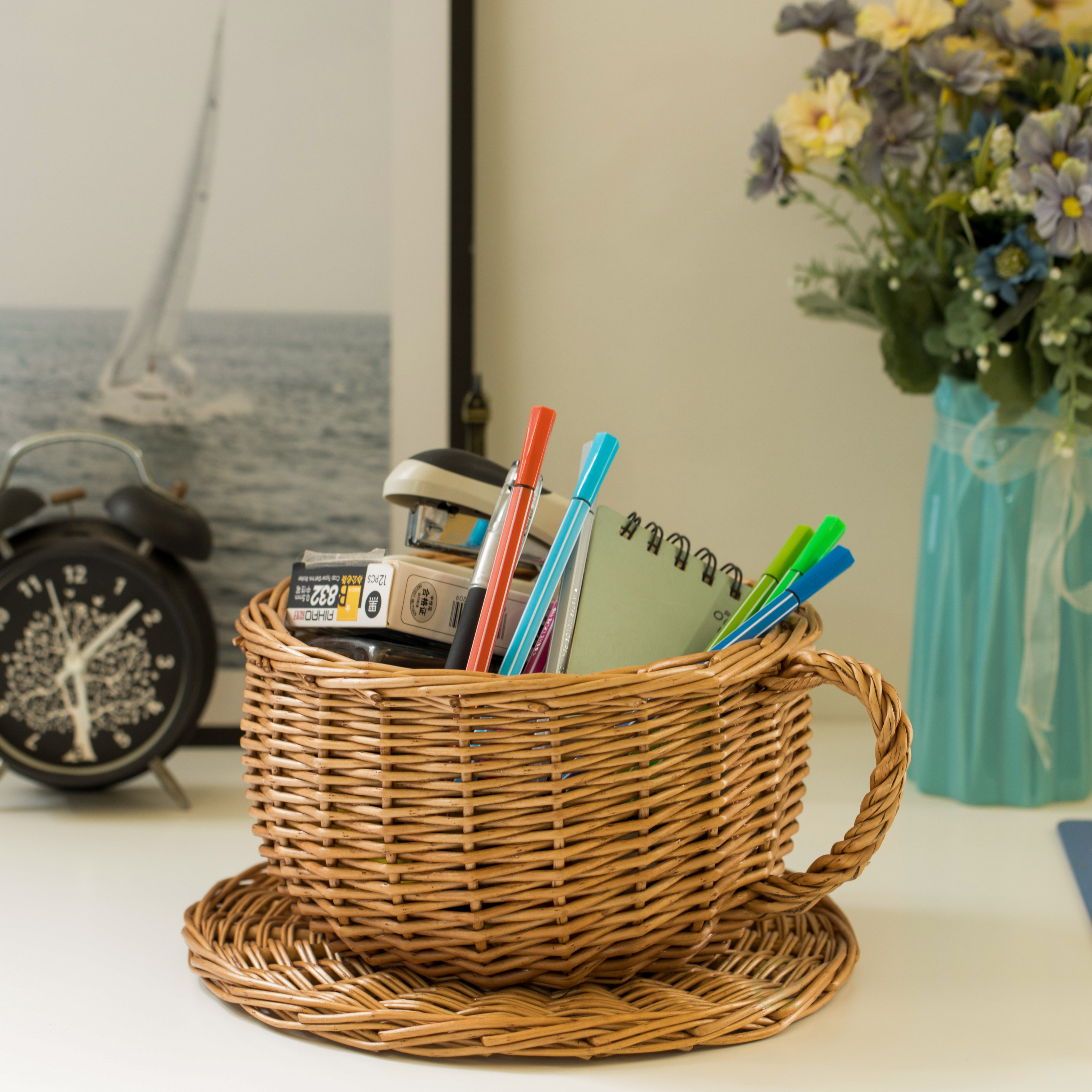 Bamboo Rattan Fruit Basket Home Desktop Creative Portable Storage Basket Kitchen Living Room Picnic Vegetable Basket