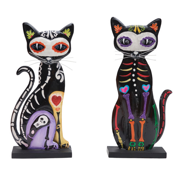 The Holiday Aisle 2 Piece Day Of The Dead Cat Set Wayfair