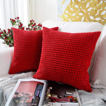 red pattern throw pillows