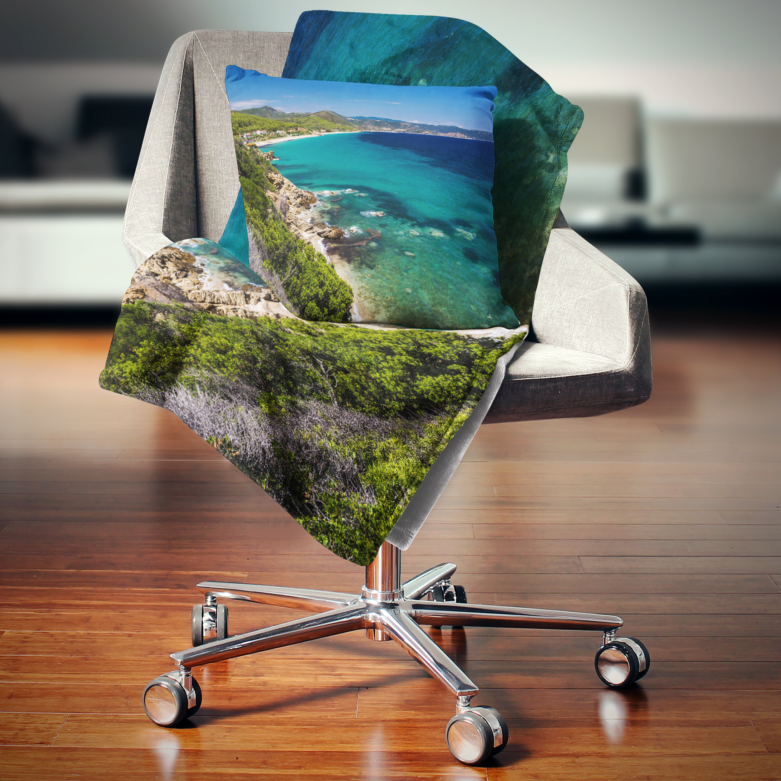 East Urban Home Seashore Beautiful Greek Beach Of Sea Pillow Wayfair