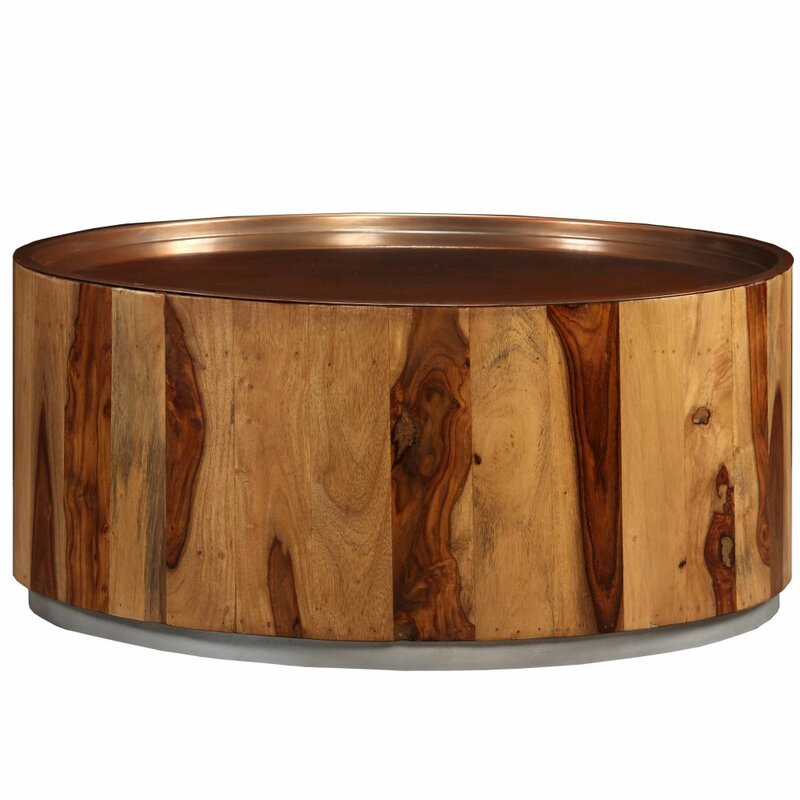 Millwood Pines Raymonde Solid Wood Drum Coffee Table | Wayfair