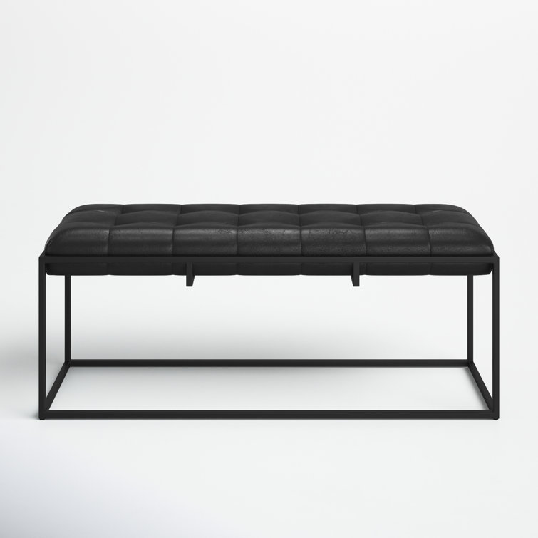 black upholstered bench