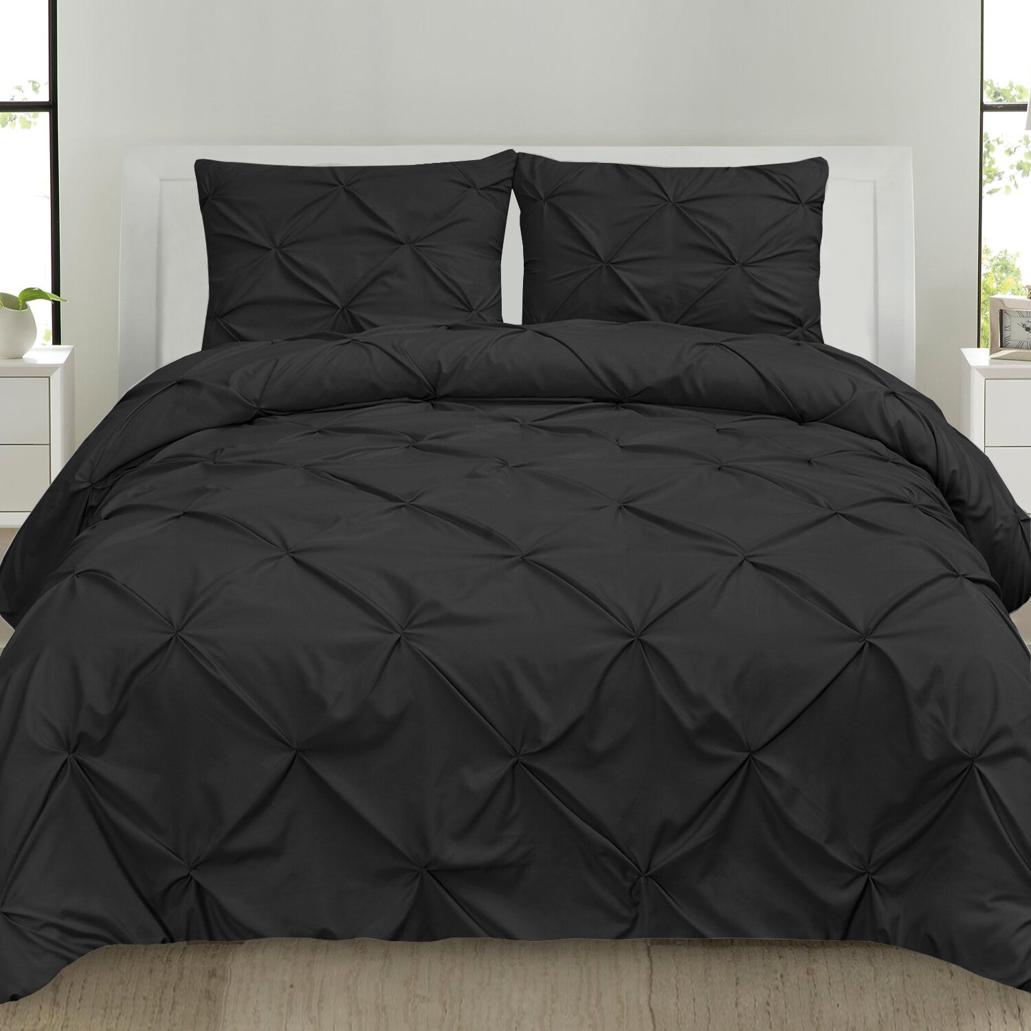 Winston Porter Hartselle Luxury Pinch Pleat Pintuck Duvet Cover